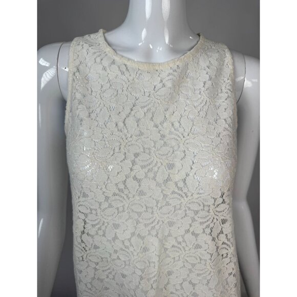 Lace Sleeveless Top With Back Zipper Closure By Pimkie Ivory Floral Design Women - Picture 3 of 16